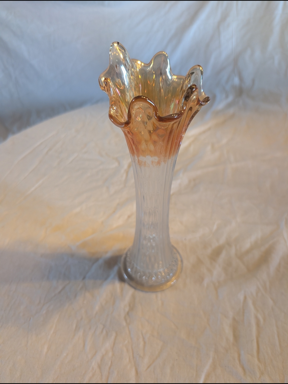 2/70$ Home Accents Amber-Tone Ruffled Glass Bud Vase